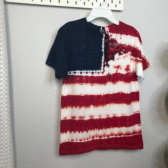 🍭KIDS American Flag Tie-Dye T-Shirt | Red/White/Blue | Medium - Picture 4 of 7